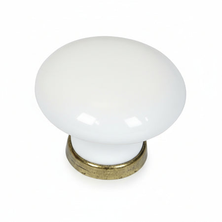 Pomoli Tondi In Porcellana Mod.P0400 Bianchi- - Ø Mm.31X26H. - 5 Pezzi Metalstyle