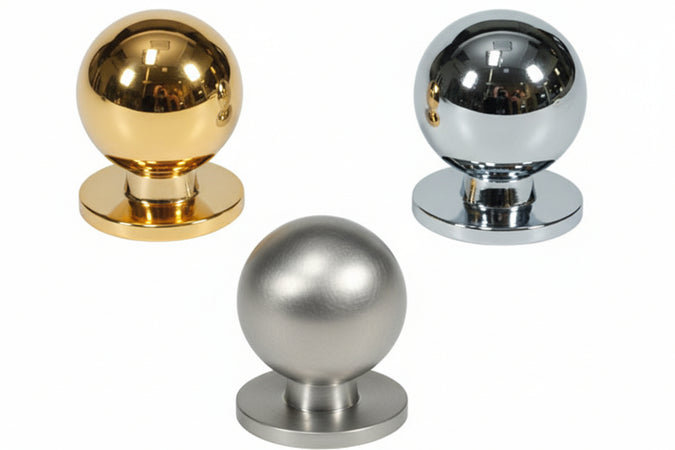 Pomoli Per Mobili In Ottone A Sfera- - Ø Mm.15 In Ottone Oro Lucido - 5 Pezzi