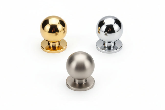 Pomoli Per Mobili In Ottone A Sfera- - Ø Mm.20 In Ottone Oro Lucido - 5 Pezzi