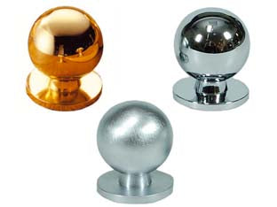 Pomoli Per Mobili In Ottone A Sfera- - Ø Mm.25 In Ottone Oro Lucido - 5 Pezzi