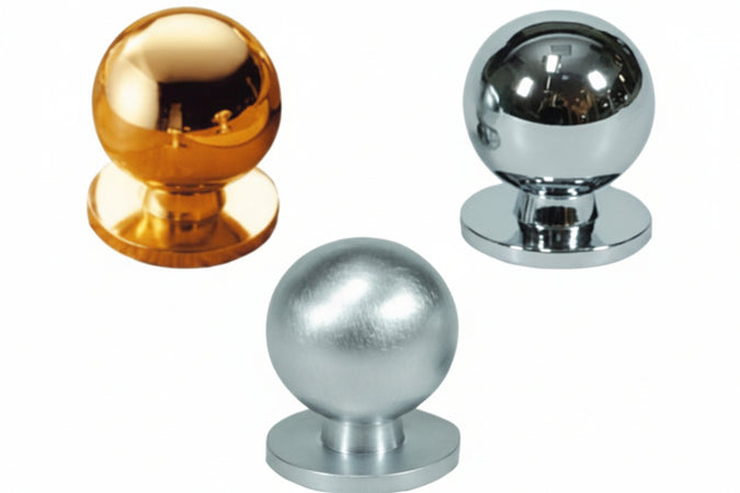 Pomoli Per Mobili In Ottone A Sfera- - Ø Mm.25 In Ottone Oro Lucido - 5 Pezzi