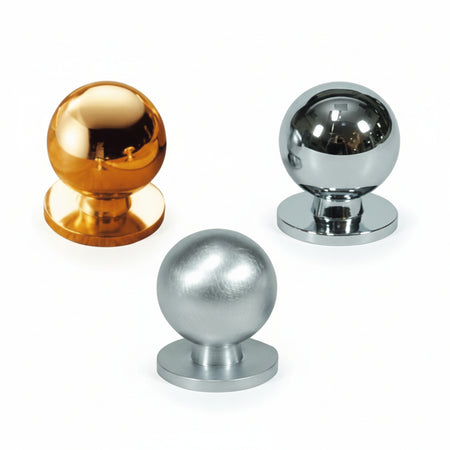 Pomoli Per Mobili In Ottone A Sfera- - Ø Mm.15 In Ottone Cromato Lucido - 5 Pezzi