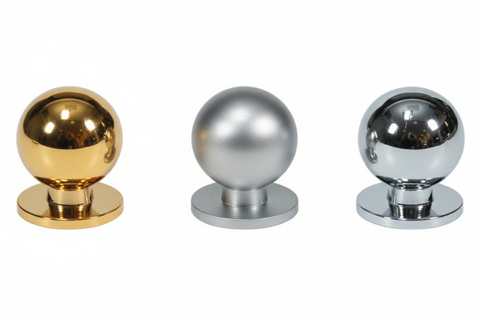 Pomoli Per Mobili In Ottone A Sfera- - Ø Mm.30 In Ottone Cromato Lucido - 5 Pezzi