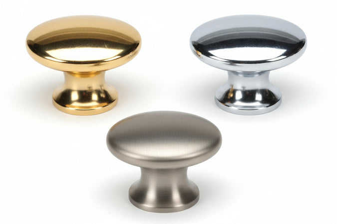 Pomoli Per Mobili In Ottone Piatti Lisci- - Ø Mm.22 In Ottone Oro Lucido - 5 Pezzi
