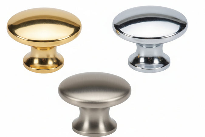 Pomoli Per Mobili In Ottone Piatti Lisci- - Ø Mm.28 In Ottone Oro Lucido - 5 Pezzi
