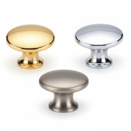 Pomoli Per Mobili In Ottone Piatti Lisci- - Ø Mm.34 In Ottone Oro Lucido - 5 Pezzi