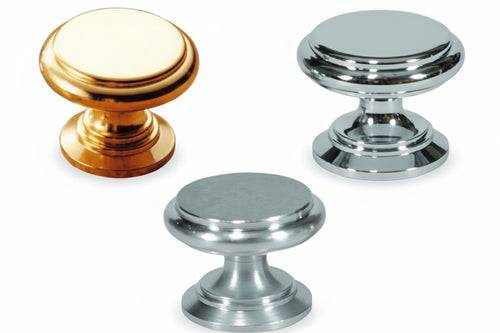 Pomoli Per Mobili In Ottone Piatti Sagomati- - Ø Mm.20 In Ottone Oro Lucido - 5 Pezzi