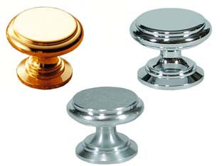 Pomoli Per Mobili In Ottone Piatti Sagomati- - Ø Mm.32 In Ottone Oro Lucido - 5 Pezzi