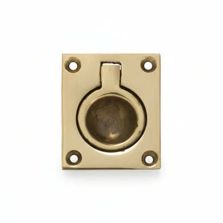 Maniglie Per Mobili Quadre Tipo Marina A Incasso Con Anello In Ottone- - Mm.40X55X15 - 5 Pezzi