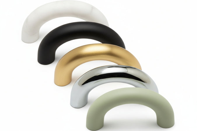 Maniglie Per Mobili Ad Archetto Fisse In Zama- - Interfori Mm.32 Colore Bianco Lucido - 10 Pezzi