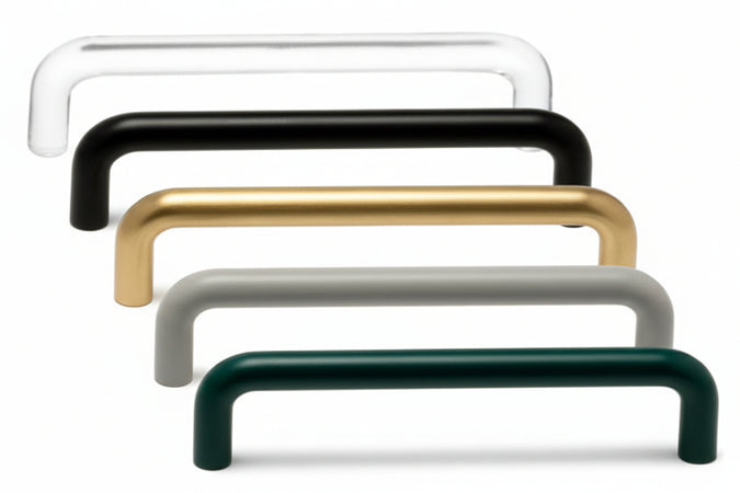 Maniglie Per Mobili Rettangolari Fisse In Zama- - Interfori Mm.96 Colore Nero Lucido - 10 Pezzi