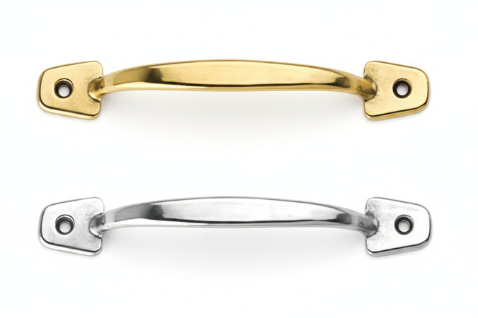 Maniglie Per Mobili Fisse In Ottone- - Mm.137X27H. - Interfori Mm.118 Ottone Lucido - 10 Pezzi