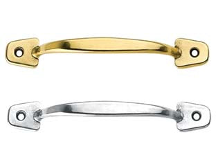 Maniglie Per Mobili Fisse In Ottone- - Mm.100X17H. - Interfori Mm.80 Ottone Cromato - 10 Pezzi