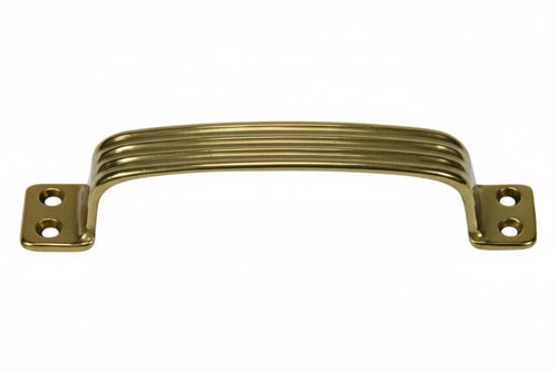 Maniglia Rigata In Ottone Lucido- - Mm.140X25H. - Interfori Mm.130 - 5 Pezzi