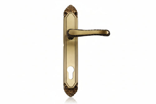 Maniglia Lavinia Con Placca In Ottone Foro Yale- - Mm.90 Tipo Leggero - 1 Paio