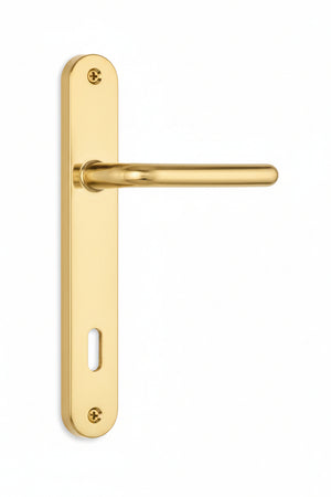 Maniglia Vega Con Placca In Zama Finitura Ottone Lucido- - Mm.90 Foro Normale - 2 Paio Cottali