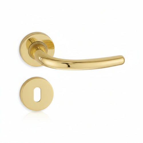 Maniglia Vega Con Rosetta In Zama Finitura Ottone Lucido Coppia - 2 Coppia Cottali