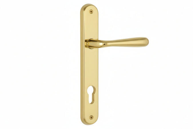 Maniglia Karol Con Placca Foro Yale In Zama Finitura Ottone Lucido- - Mm.90 Foro Yale - 1 Paio Cottali