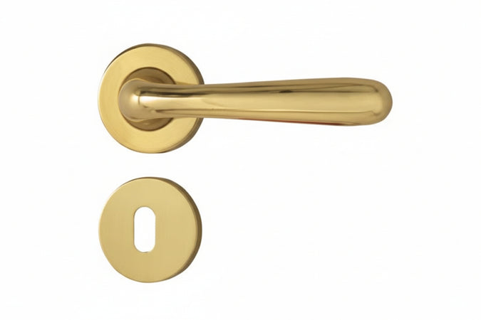 Maniglia Goccia Con Rosetta In Zama Finitura Ottone Lucido - 2 Paio