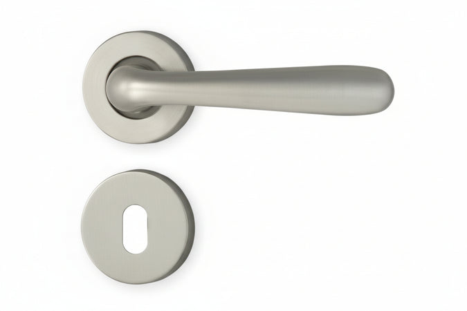 Maniglia Goccia Con Rosetta In Zama Finitura Ottone Cromo Satinato - 2 Paio