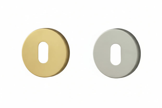 Bocchette Per Serrature Patent In Ottone- - Ø Mm.45 Foro Normale, In Ottone Cromato Satinato - 2 Pezzi