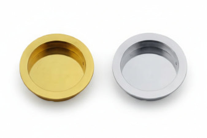 Maniglietta Nicchia Tonda Ad Incasso Senza Foro In Ottone- - Ø Mm.30 In Ottone Cromo Satinato - 5 Pezzi