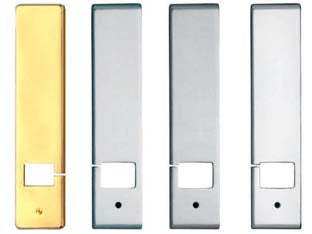 Copriavvolgitore Rettangolare C/ Taglio Laterale Modello Eko In Ottone- - Mm.53X240H. In Ottone Lucido - 2 Pezzi