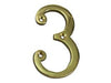 Numero Civico 3 Inglese In Ottone Lucido - 5 Pezzi
