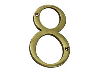 Numero Civico 8 Inglese In Ottone Lucido - 5 Pezzi