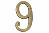 Numero Civico 9 Inglese In Ottone Lucido - 5 Pezzi