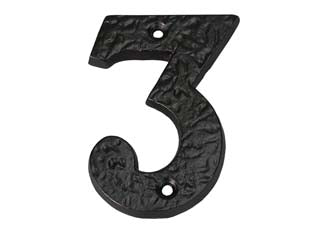 Numero Civico 3 In Ferro Nero Opaco