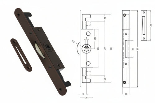 Cremonese Triplice Chiusura Per Finestra Bordo Tondo Bronzato- - Entrata Mm.17 - 10 Pezzi Mrcas