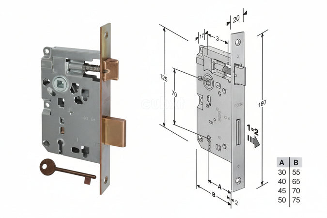 Serratura A Bussola Ridotta Da Infilare Bordo Quadro Bronzato- - Mm.35 Bordo Acciaio Bronzato (B.00572.35.02) - 2 Pezzi Agb