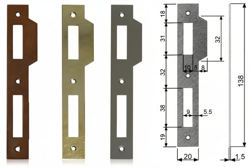 Contropiastra Ridotta Con Aletta Per Serratura A Bussola Bordo Quadro- - Acciaio Bronzato (B.00570.05.02) - 5 Pezzi Agb