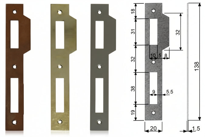 Contropiastra Ridotta Con Aletta Per Serratura A Bussola Bordo Quadro- - Acciaio Bronzato (B.00570.05.02) - 5 Pezzi Agb