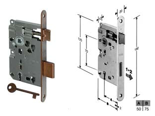 Serratura A Bussola Ridotta Da Infilare Bordo Tondo Bronzato- - Mm.50 Bordo Acciaio Bronzato (B.00571.50.02) - 2 Pezzi Agb