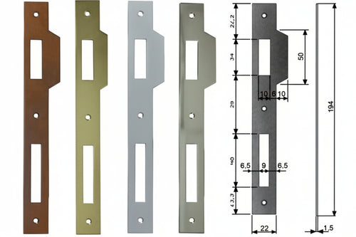 Contropiastra Con Aletta Per Serratura Patent A Bussola Bordo Quadro- - Acciaio Bronzato (B.00590.05.02) - 5 Pezzi Agb