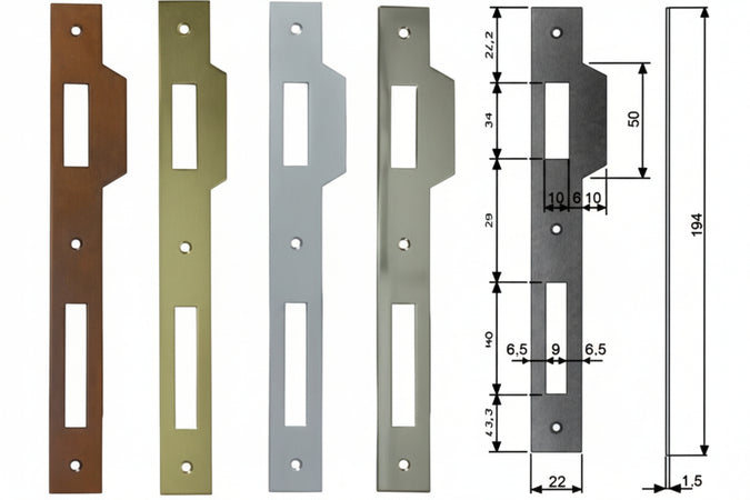 Contropiastra Con Aletta Per Serratura Patent A Bussola Bordo Quadro- - Acciaio Bronzato (B.00590.05.02) - 5 Pezzi Agb