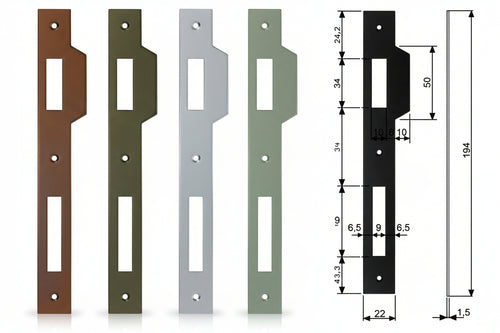 Contropiastra Con Aletta Per Serratura Patent A Bussola Bordo Quadro Acciaio Cromato Satinato (B.00590.05.34) Agb