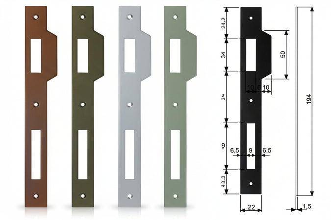 Contropiastra Con Aletta Per Serratura Patent A Bussola Bordo Quadro Acciaio Cromato Satinato (B.00590.05.34) Agb