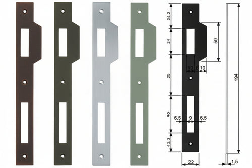 Contropiastra Con Aletta Per Serratura Patent A Bussola Bordo Quadro- - Acciaio Nichelato (B.00590.05.06) - 5 Pezzi Agb
