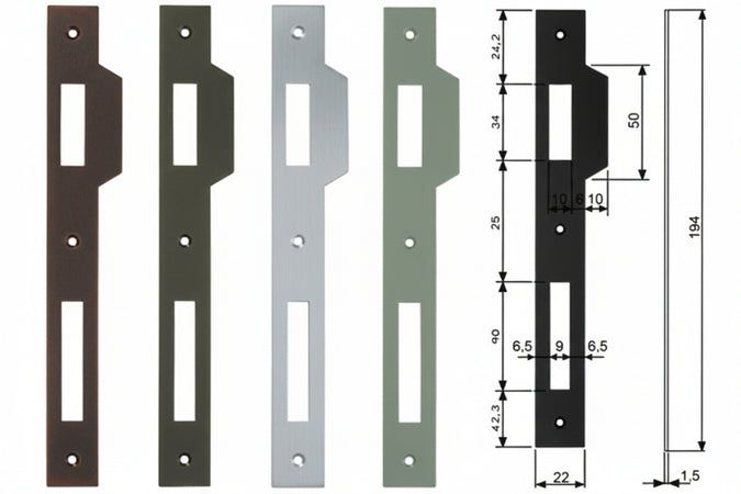 Contropiastra Con Aletta Per Serratura Patent A Bussola Bordo Quadro- - Acciaio Nichelato (B.00590.05.06) - 5 Pezzi Agb