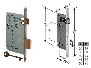 Serratura A Bussola Da Infilare Bordo Tondo Bronzato Mm.40 Bordo Acciaio Bronzato (591.40.02) Agb