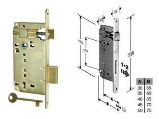 Serratura A Bussola Da Infilare Bordo Tondo Ottonato- - Mm.30 Bordo Acciaio Ottonato (591.30.03) - 2 Pezzi Agb