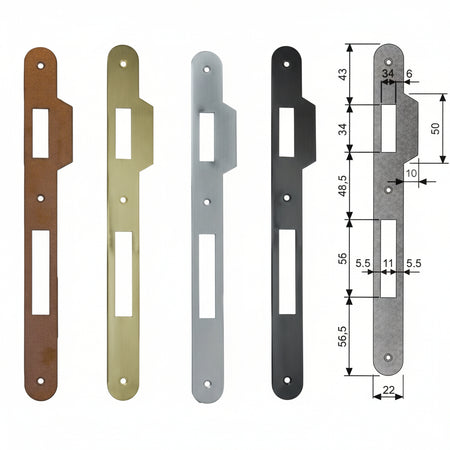 Contropiastra Con Aletta Per Serratura Patent A Bussola Bordo Tondo- - Acciaio Cromato Satinato (B.00590.11.34) - 5 Pezzi Agb