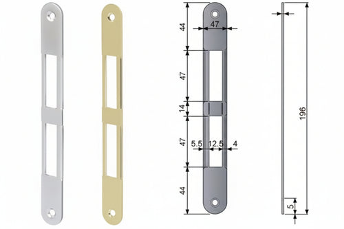 Incontri Serrtura Centro Con Catenaccio Bordo Tondo- - Ottonato Verniciato (B01000.01.03) - 5 Pezzi Agb