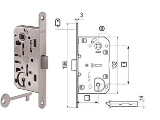 Serratura A Bussola Mediana Evolution Solo Scr. Nylon B. T.Do Cr. Op. Mm.50 Bordo Cromato Opaco (1101.50.34) Agb