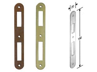 Contropiastra Ridotta Con Aletta Per Serratura A Bussola Bordo Tondo- - Acciaio Ottonato - 5 Pezzi Bonaiti