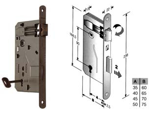 Serratura A Bussola Da Infilare Bordo Tondo Bronzato Mm.45 Bordo Acciaio Bronzato Bonaiti