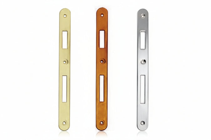 Contropiastra Per Serratura A Bussola- - Bordo Tondo Ferro Bronzato - 5 Pezzi Bonaiti